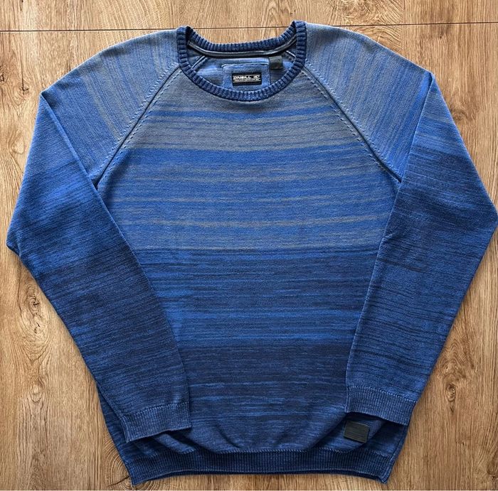 Pull/sweat vintage rayé bleu O'NEILL col rond pour homme, taille M - photo numéro 2