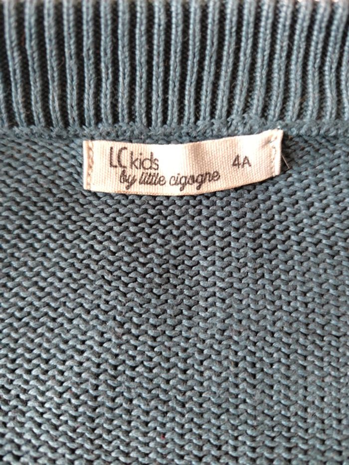 Gilet zippé bleu canard lc kids 4 ans - photo numéro 2