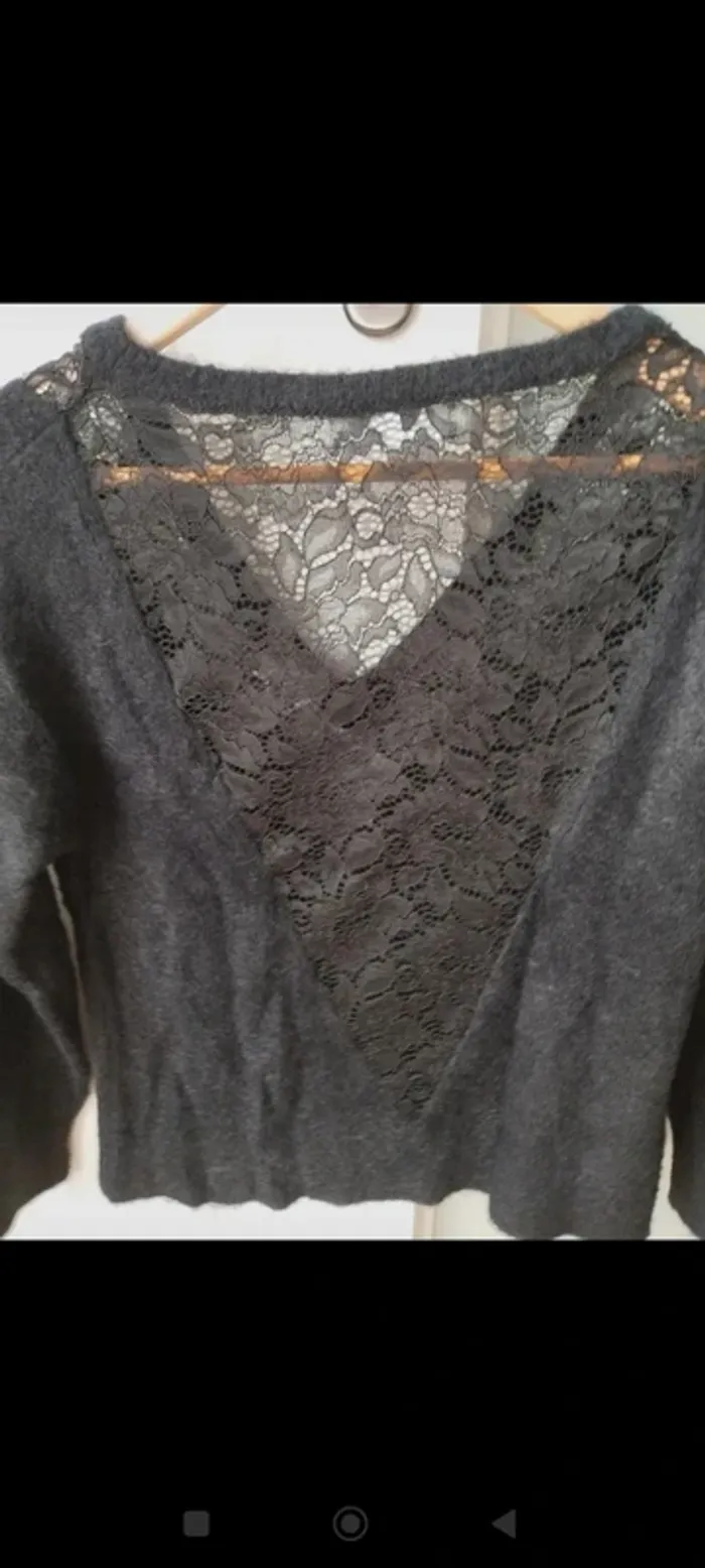 Pull doux noir avec dentelle Promod 36 - photo numéro 3