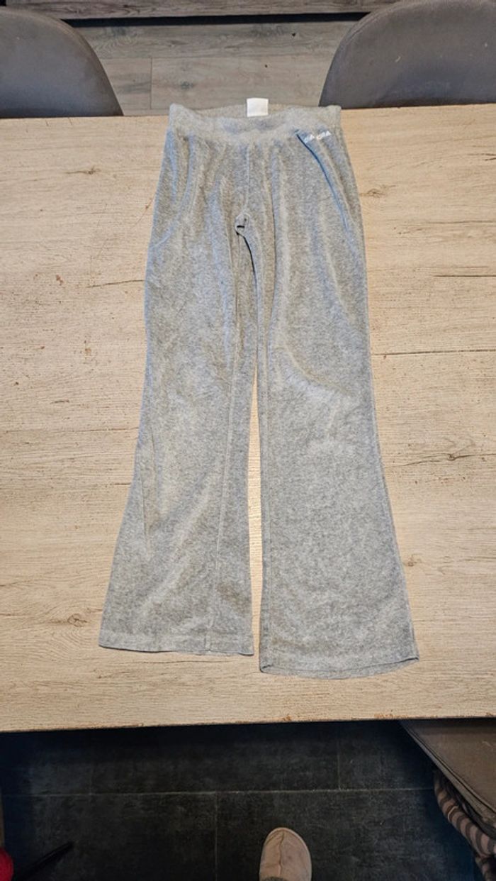 Pantalon de training en velour, pattes d elephant, gris clair, Diadora, 11/12 ans, nickel - photo numéro 2