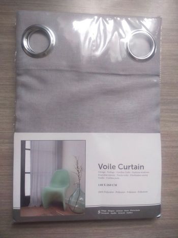 1 voilage gris 140 x 260 cm avec 8 œillets Neuf