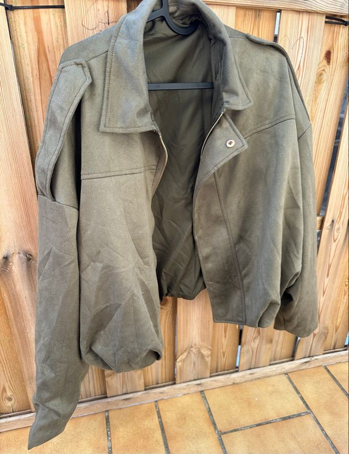 Veste over size kaki fermeture éclair taille S - photo numéro 9