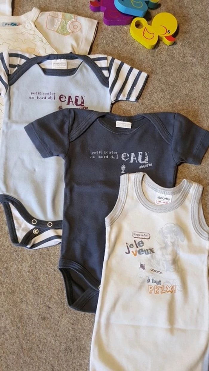Lot de 5 bodys barboteuses été garçon 3 mois absorba - photo numéro 4