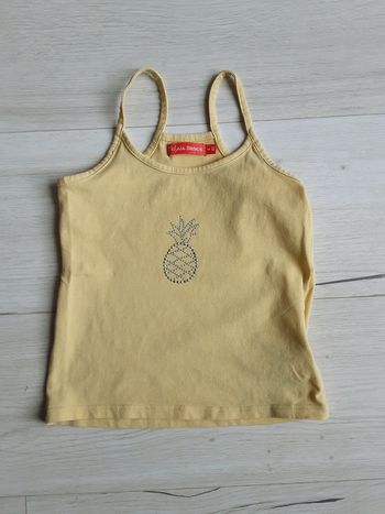 Vêtement fille tee-shirt débardeur jaune ananas strass Tissaia 4 ans