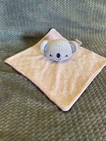 Doudou plat Koala rose violet gris Siplec Leclerc
