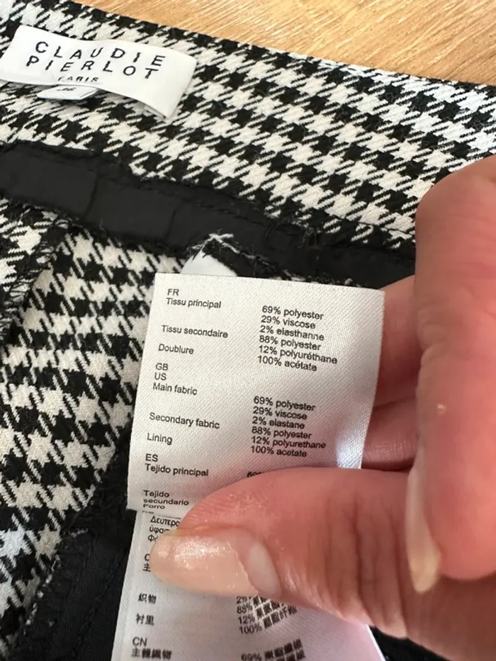 Pantalon ajusté Claudie Pierlot noir et blanc taille 36 - photo numéro 10