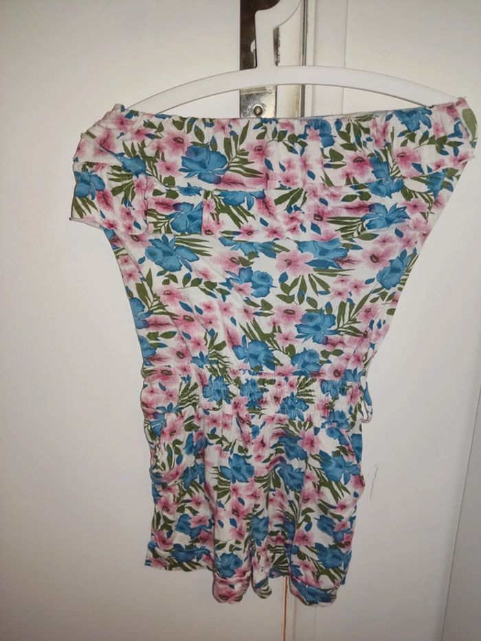 Combi short bustier a fleur 2 poches passant pour ceinture