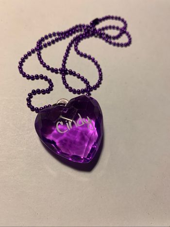 Collier coeur violet prénom Cindy