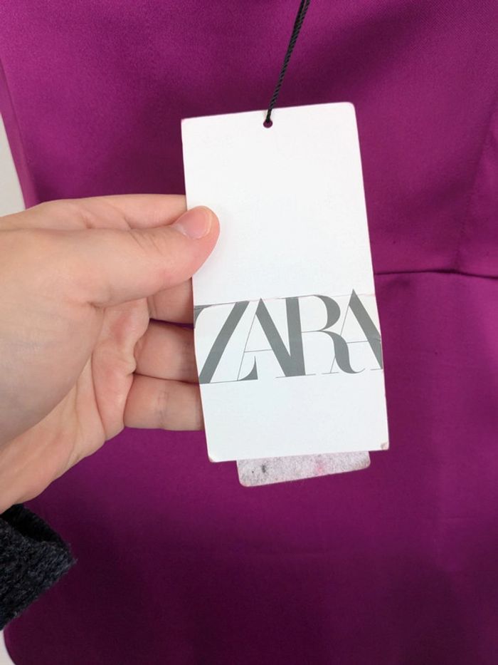Robe satiné violet asymétrique T40 : Zara - photo numéro 5