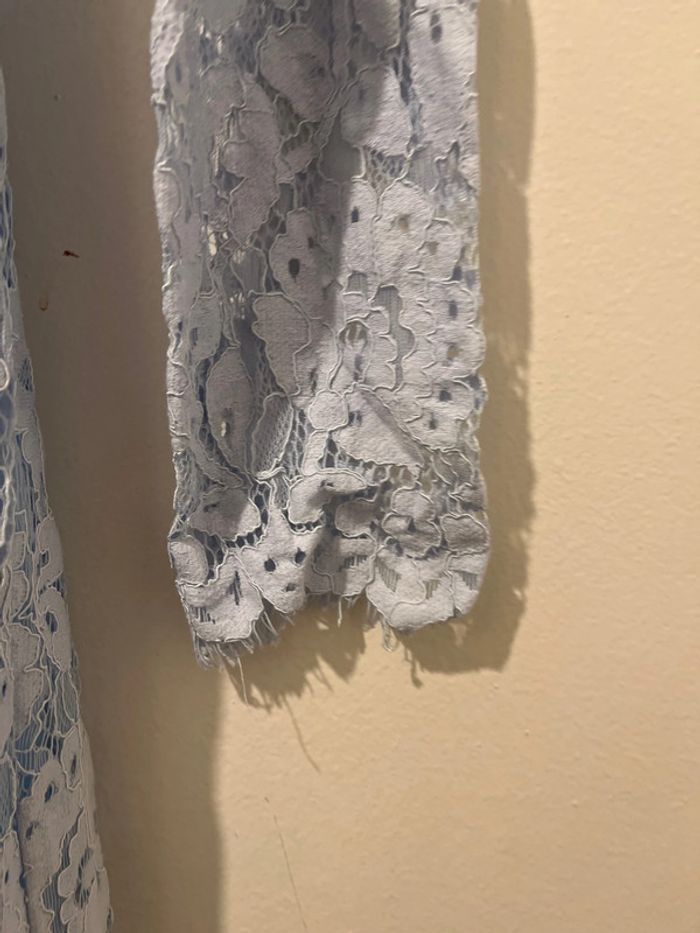 Magnifique robe bleue dentelle S manches longues doublée - photo numéro 5