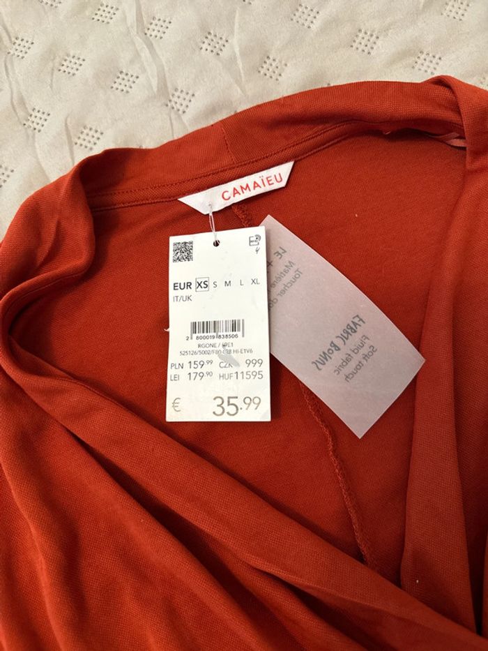 Robe camaïeu XS neuve orange brûlée - photo numéro 4