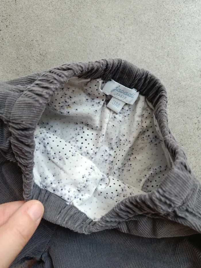 Pantalon velours gris intérieur fleurs roses Jacadi Paris 3 mois - photo numéro 3