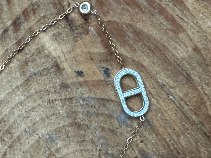 Bracelet chaîne réglable CD cristaux neuf acier inoxydable or - photo numéro 5