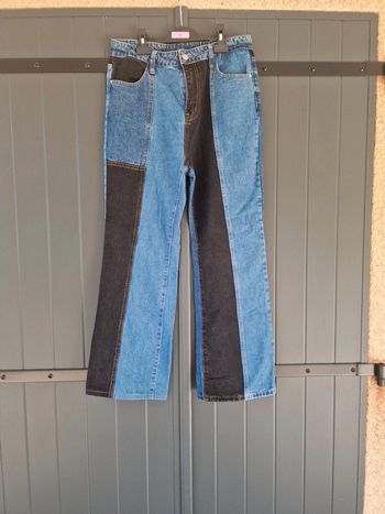 Jean bloc couleurs taille haute bleu