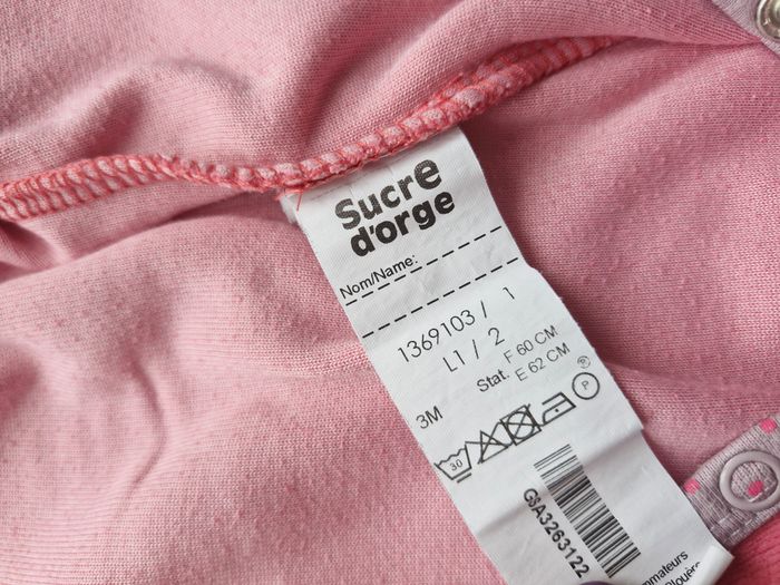 Pyjama dors-bien grenouillère bébé fille 3 mois 60 cm Sucre D'Orge Rose - photo numéro 3
