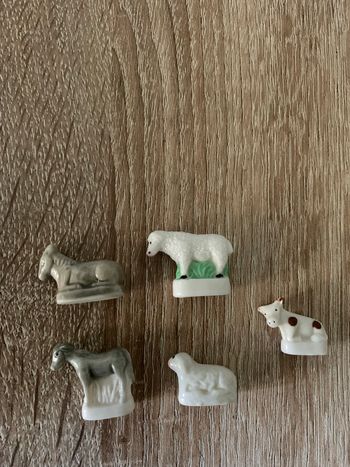 Lot de 5 fèves animaux de la ferme 