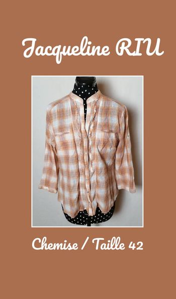 Chemisier léger carreaux orangé Taille 42 Jacqueline Riu