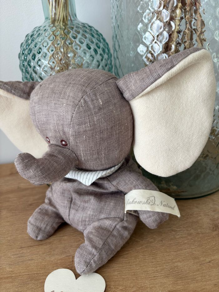 Peluche éléphant lin gris Abbas - photo numéro 4