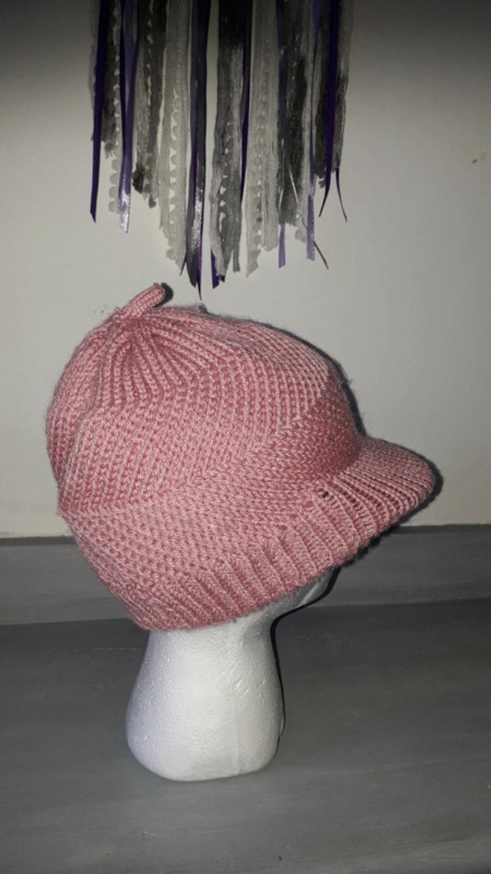 Casquette d'hiver en tricot rose - photo numéro 2