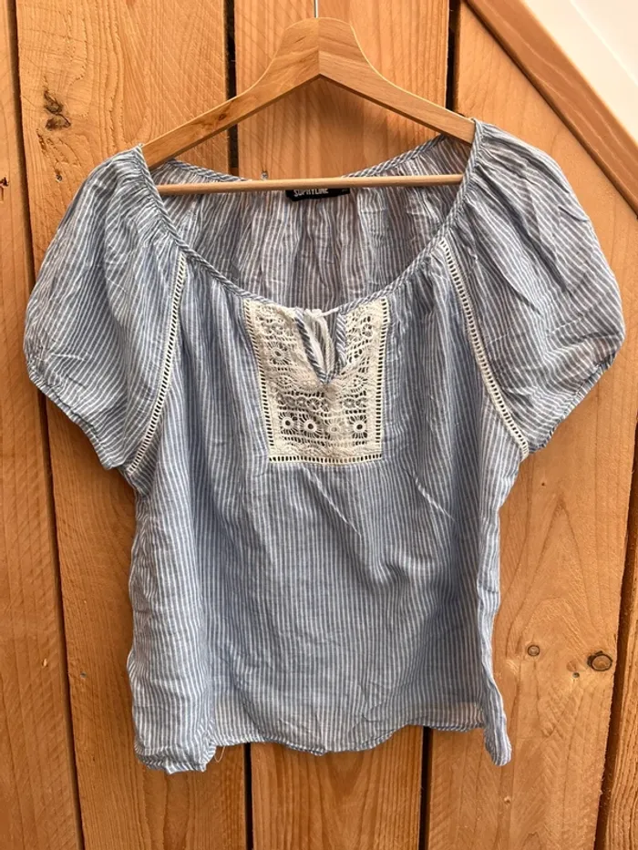 Blouse rayé bleue et blanche