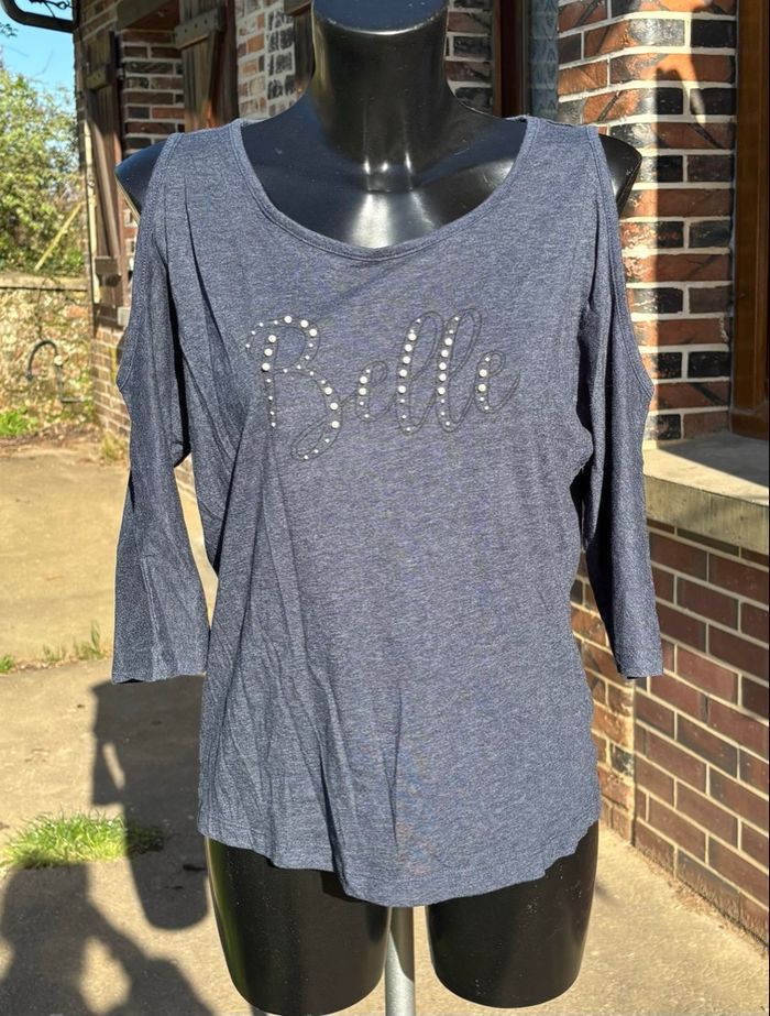💙 Top épaules dénudées bleu Belle – Taille 38/40 - photo numéro 1