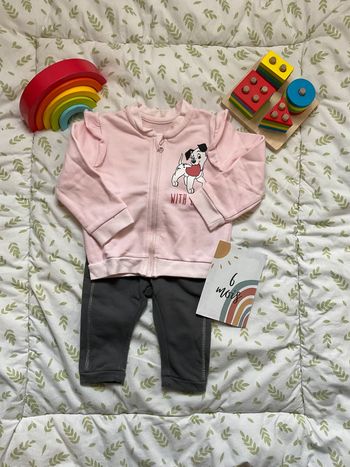 ensemble gilet zippé rose disney et pantalon gris 2/6 mois C&A