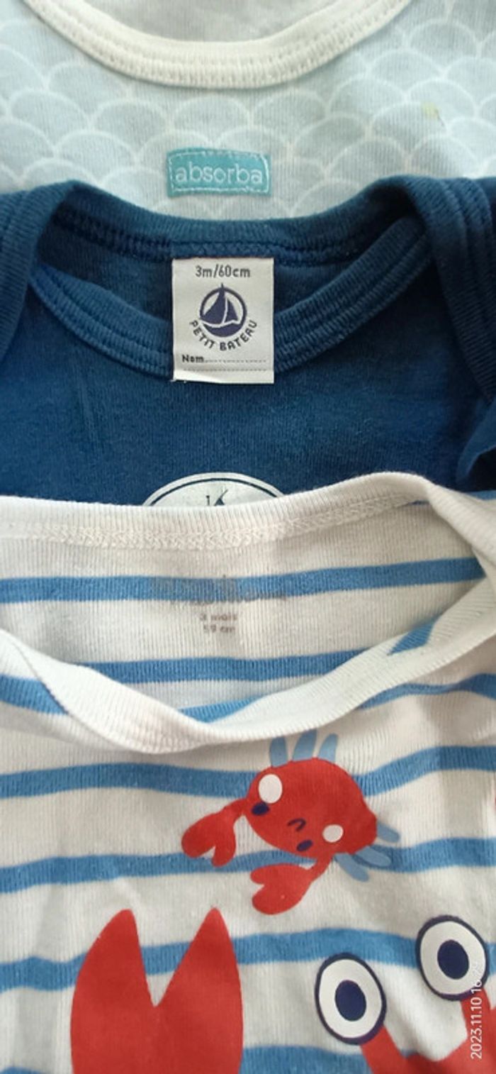 Lot de 3 bodies manches courtes garçon - 3 mois - photo numéro 3