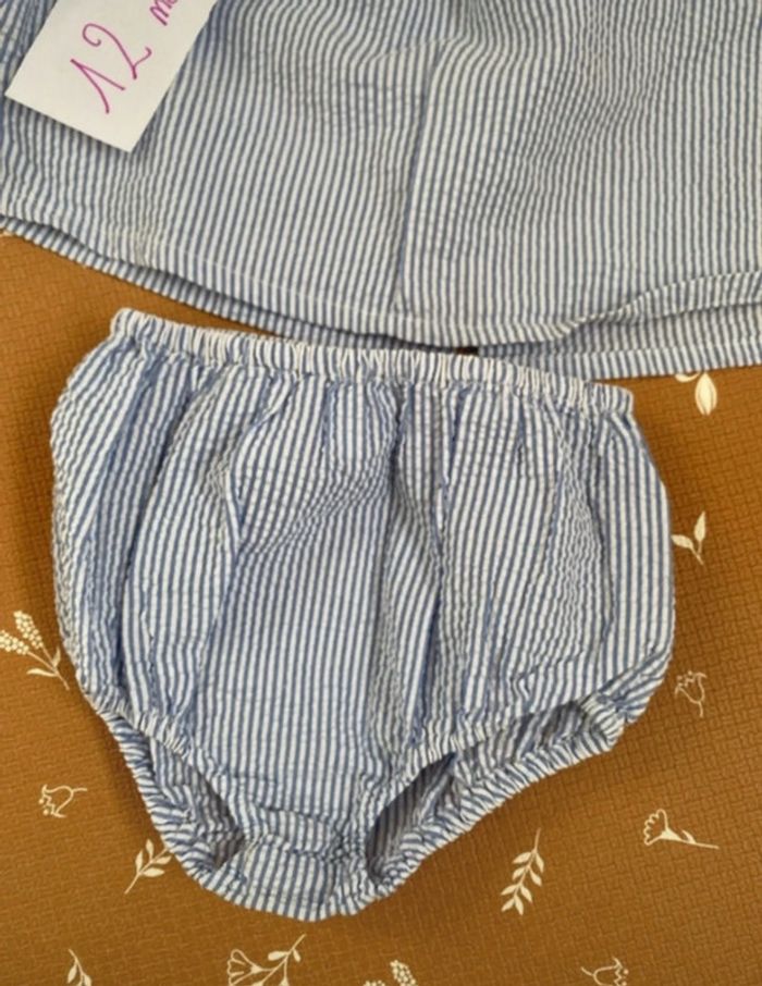 Robe + bloomer 12 mois - rayures - photo numéro 3