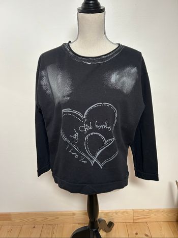 Sweat noir à motifs cœurs - taille L (40)