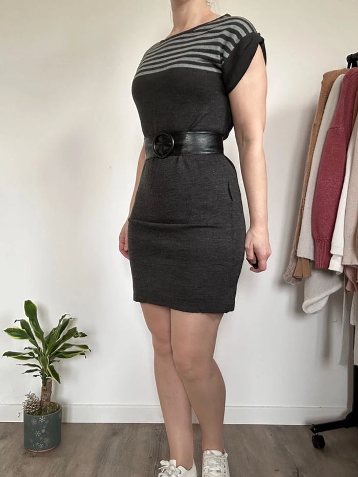 K Woman Robe pull rayée grise – Taille 36 – Très bon état - photo numéro 5