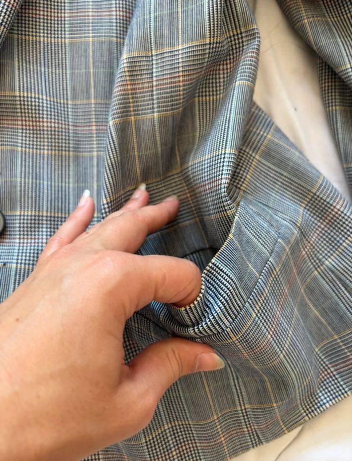 Veste blazer motif prince de galle carreaux gris noir Weinberg Paris vintage 90s taille L/XL - photo numéro 5
