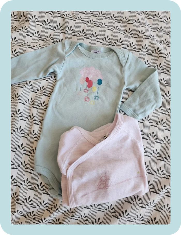 Lot 2 bodies manches longues Petit Bateau