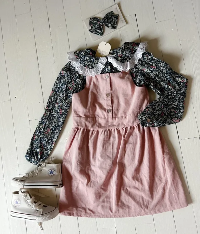 Ensemble robe blouse et noeud liberty mi canesu 6 ans - photo numéro 2