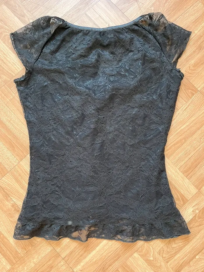 Top blouse épaule dénudé en dentelle noir Anti-Flirt - photo numéro 3