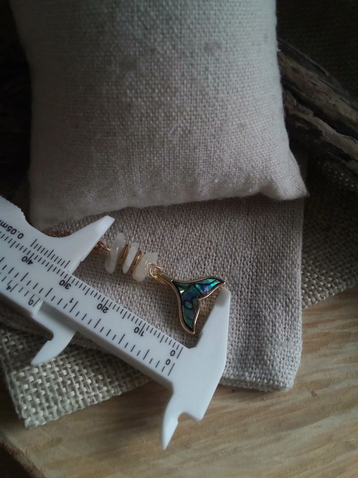 Collier pierre de lune et queue de sirène en ormeaux - photo numéro 2