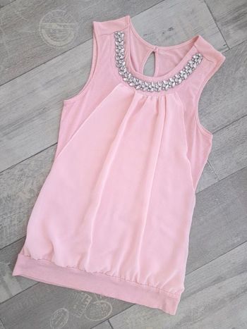 Débardeur blouse à voile et strass