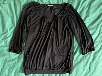 T-shirt blouse noir manches 3/4 Camaieu