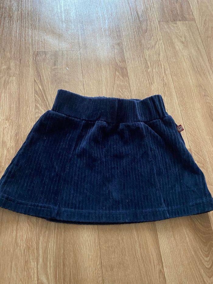 Jupe côtelée velours bleu 3 ans