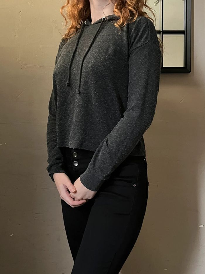 Sweat à capuche ample gris foncé - photo numéro 5
