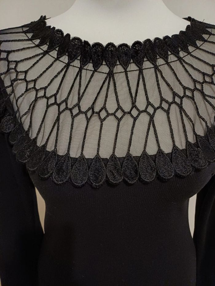 Blouse noire chic côtelée Giorgia taille S 36 - photo numéro 3