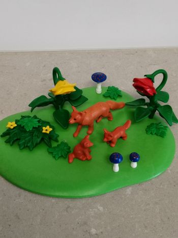 Playmobil Renards, champignons, végétation 