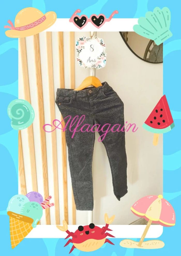 Pantalon gris pailleté 8ans