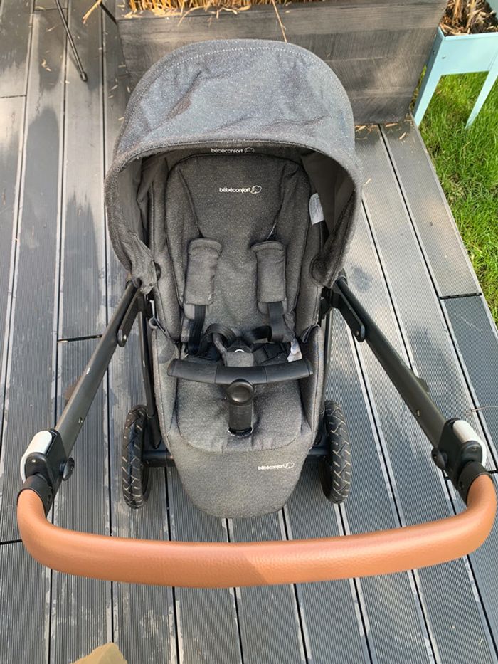 Lot poussette + cosy bébé confort sparkling grey TBE adaptateur protection pluie - photo numéro 4