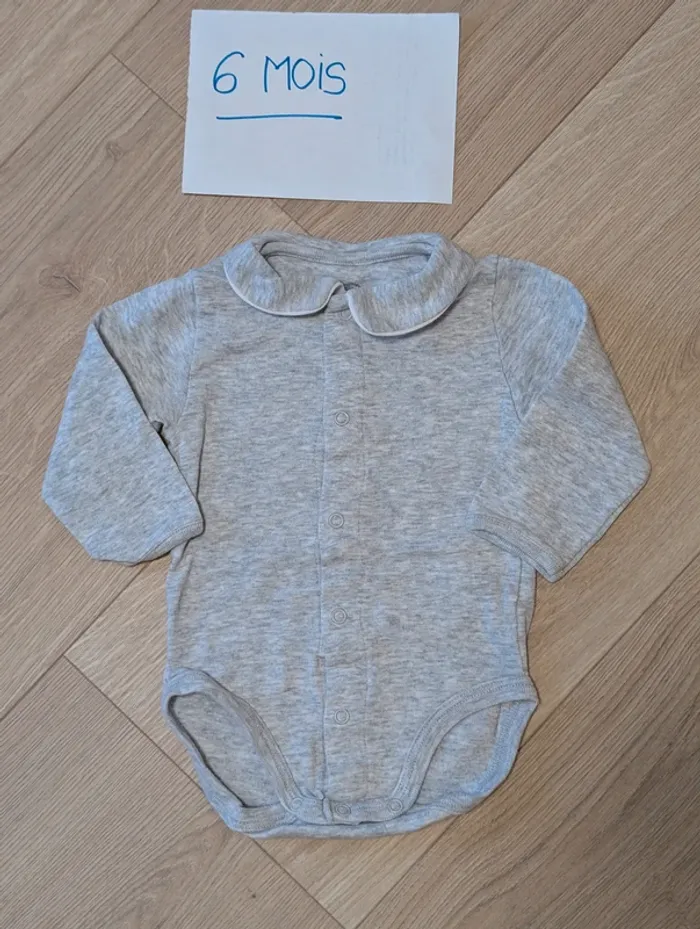 Lot de 2 bodies manches longue à col Petit Bateau - Taille : 6 Mois - photo numéro 4