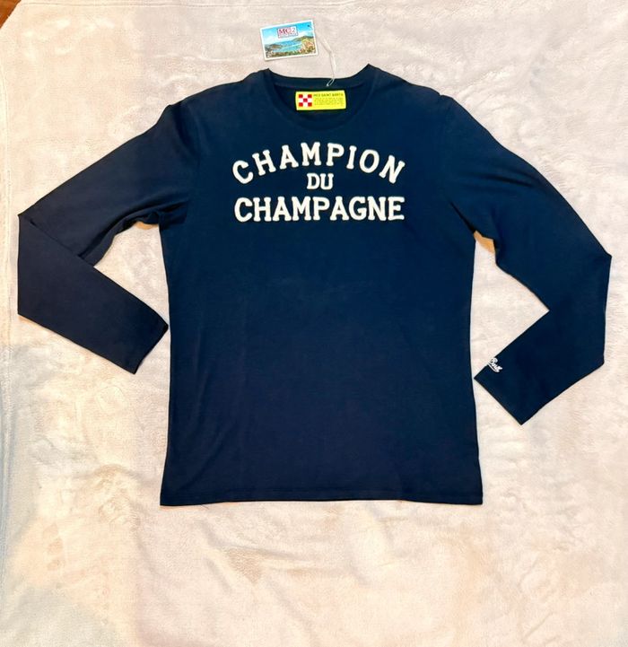 MC2 Saint Barth - Tee-shirt manches longues"Champion du Champagne" Bleu marine, taille L - photo numéro 2