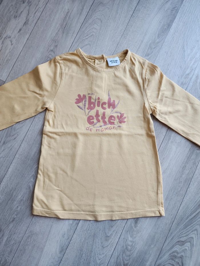 Tee shirt bichette jaune 36mois