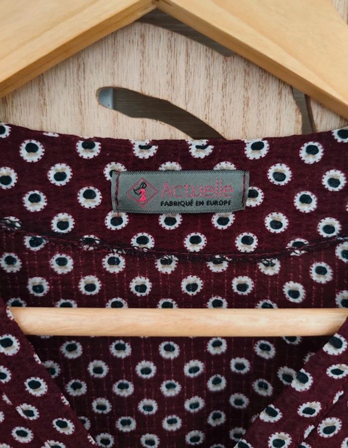 Blouse fluide bordeaux imprimé cercles - Manches 3/4 Actuelle - photo numéro 10