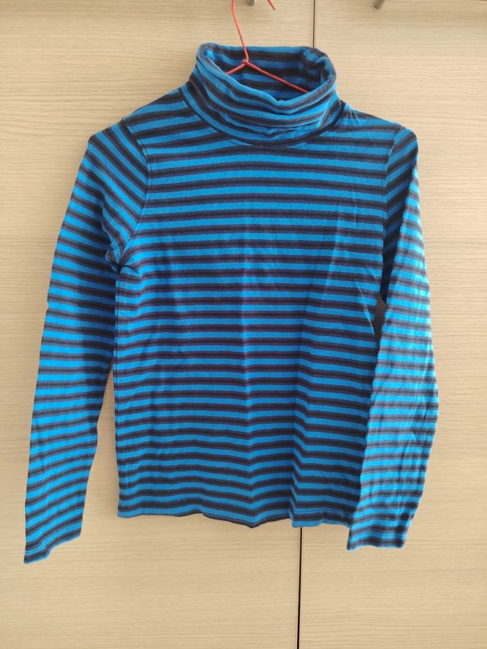 Pull col roulé enfant, Lupilou, 6-8 ans, (122-128 cm), rayé bleu/noir, mixte - photo numéro 4