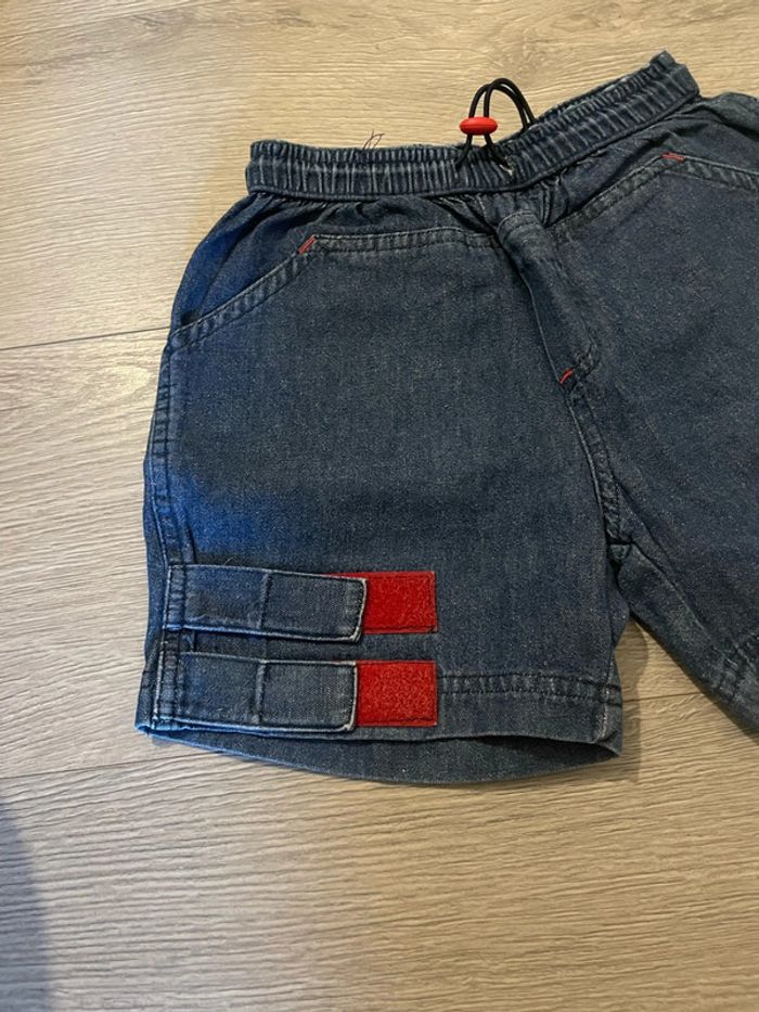 Short en jean bleu foncé et rouge taille élastique Today baby taille12 mois - photo numéro 2