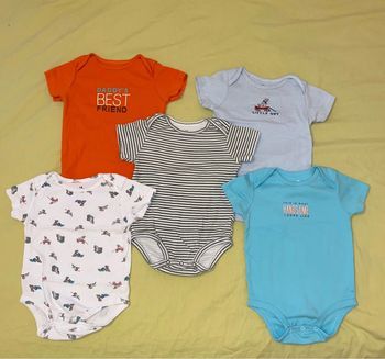 Lot de 5 bodies à manches courtes pour garçon, 18 mois
